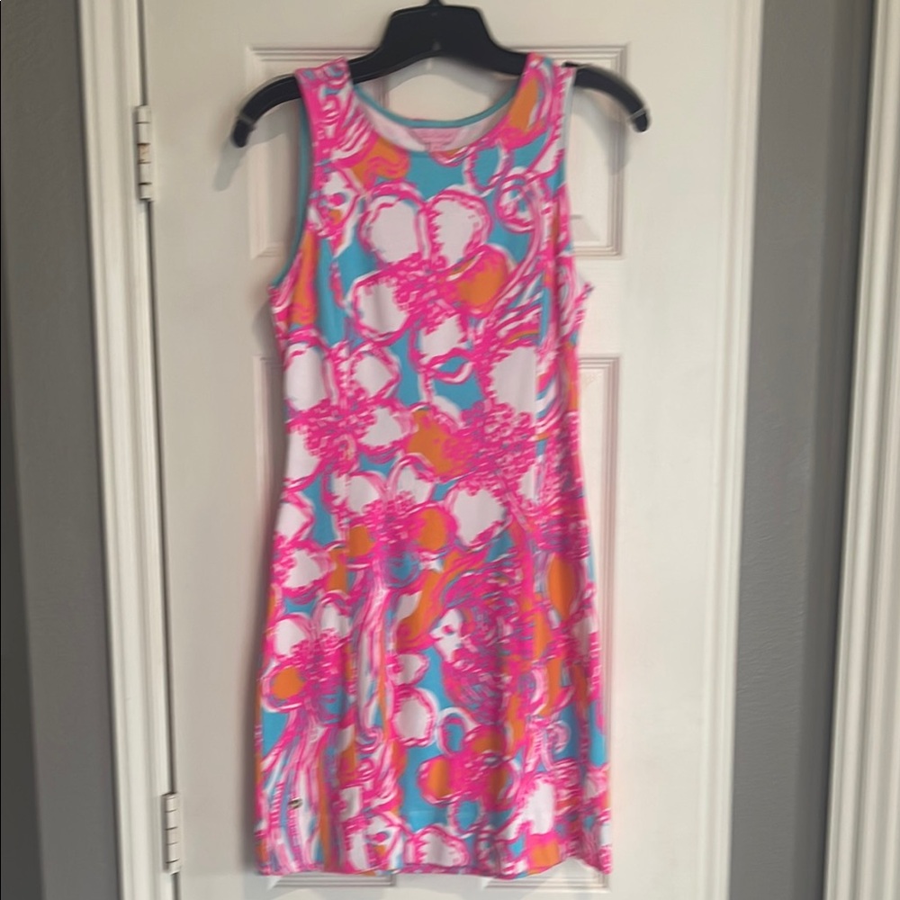 Lilly Pulitzer Pink and Blue Scoop Neck Mini Sundress